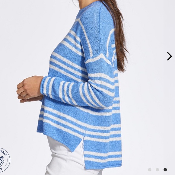 Mia&Tess Blue and White Striped Sweater Size L New With Tags - Picture 3 of 5